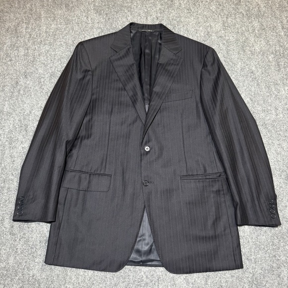 Canali Men's 48 R Black Sport Coat Stripe Wool Blazer Jacket 2 Button High Life